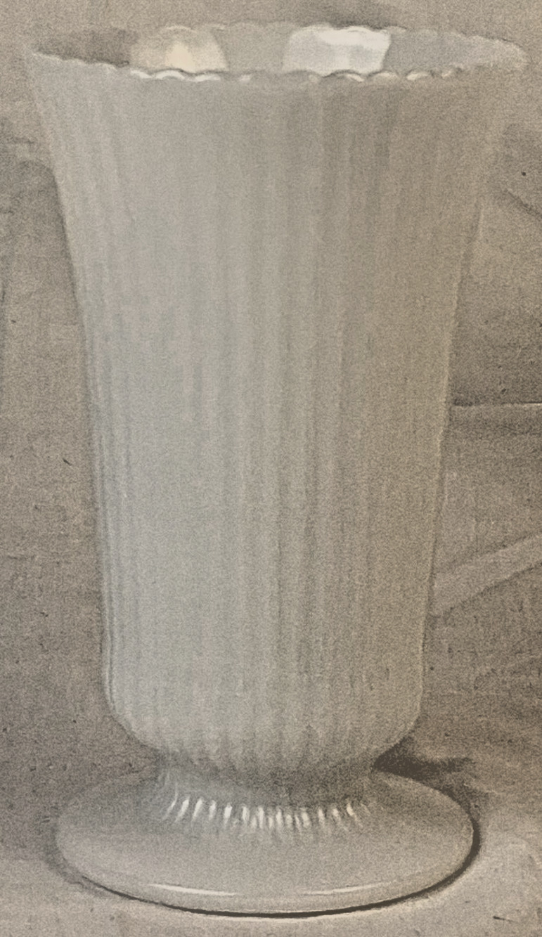 Vintage E.O. Brody Co M5000 Milk Glass Vase Cleveland Ohio Ribbed Pedestal 8"